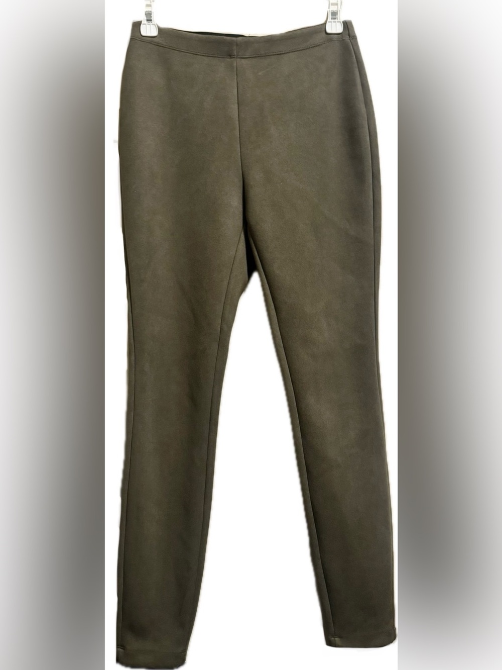 Catherine Malandrino Olive/Brown Slim Suede Ponte pants